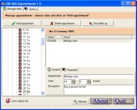 A screenshot of the program Appointments 1.0